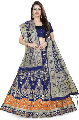 Payu Printed Semi Stitched Lehenga Choli(Multicolor, Orange)