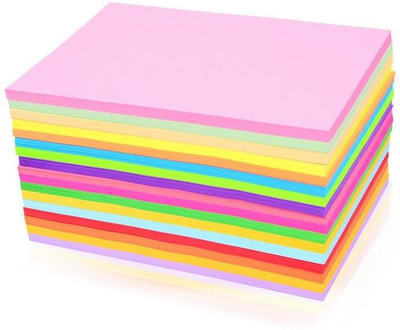 ZIARO 100 pcs A4 Sheets Square Double Sided 5 Colored Origami Folding Lucky Wish Paper DIY Craft Unruled A4 80 gsm Coloured Paper(Set of 100, Multicolor)