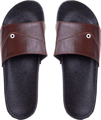 STYLE HEIGHT Men Slides(Brown , 9)