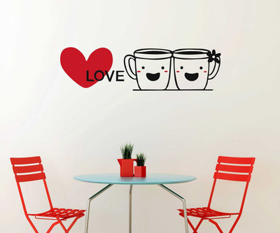 fuzzy 95 cm Cup of Love Self Adhesive Sticker(Pack of 1)