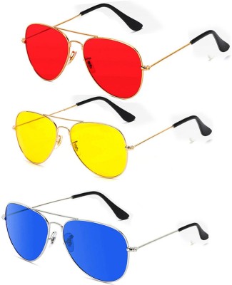 ELLIGATOR Aviator Sunglasses(For Men & Women, Red, Blue, Yellow)