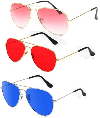 ELLIGATOR Aviator Sunglasses(For Men & Women, Pink, Red, Blue)