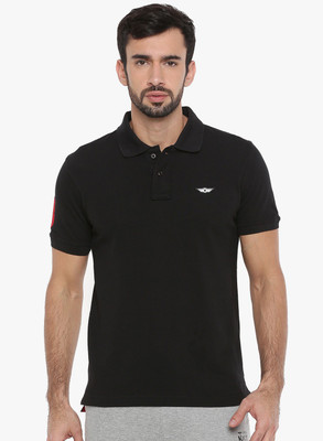 FORCE NXT Solid Men Polo Neck Black T-Shirt