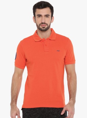 Force NXT Solid Men Polo Neck Orange T-Shirt