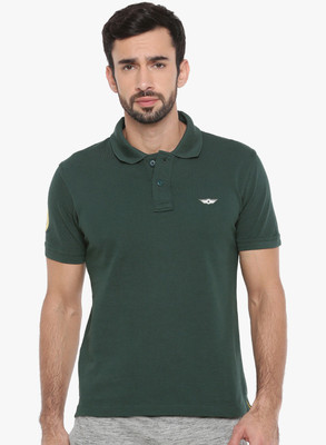FORCE NXT Solid Men Polo Neck Green T-Shirt