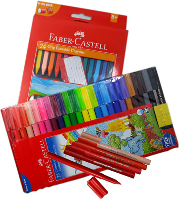 FABER-CASTELL MAJESTIC BASKET 25 SHADES CONNECTOR SKETCH PEN WITH 24 ERASABLE CRAYON SET