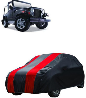 RAIN SPOOF Car Cover For Mahindra Thar (Without Mirror Pockets)(Red, Black)