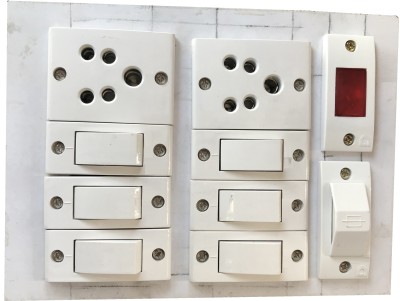 SAIFPRO Heavy Duty Electric Switch Board (6 Switches,2 Sockets,1 Indicator ,1 Fuse) 6 A Three Pin Socket