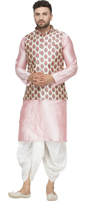 ABH Lifestyle Men Kurta Dhoti Pant Ethnic Jacket Set