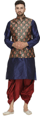 ABH Lifestyle Men Kurta Dhoti Pant Ethnic Jacket Set