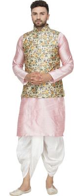 ABH Lifestyle Men Kurta Dhoti Pant Ethnic Jacket Set