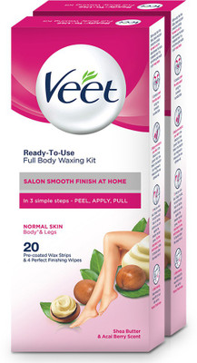 Veet Full Body Normal Skin Waxing Kit Strips(40, Set of 2)