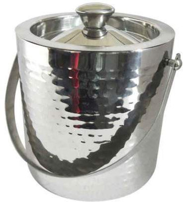 Shri & Sam 1.8 L Steel ICE BUCKET HAMMERED Ice Bucket(Silver)