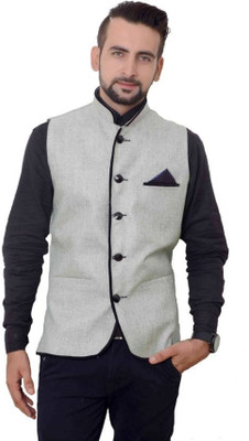 OORA Sleeveless Self Design Men Jacket