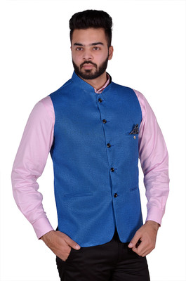 OORA Sleeveless Self Design Men Jacket