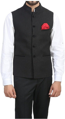 OORA Sleeveless Self Design Men Jacket