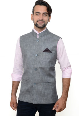 OORA Sleeveless Self Design Men Jacket