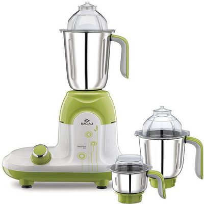 BAJAJ Twister Deluxe 750 Mixer Grinder (3 Jars, White, Green)