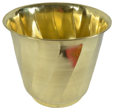 Tangerine Handcrafted Brass Planter Pot - Size Dia- 12 x Height- 10.5 inches Plant Container Set(Metal)