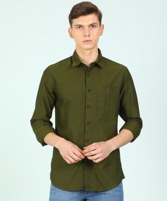 Louis Philippe Sport Men Solid Casual Green Shirt