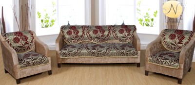 Nendle Polycotton Floral Sofa Cover(Maroon Pack of 6)