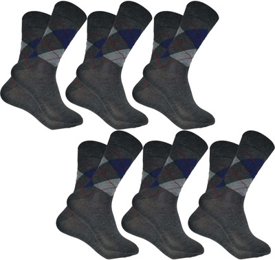 QUEERY Men Solid Mid-Calf/Crew(Pack of 6)