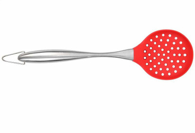 P-PLUS INTERNATIONAL Flexible Silicone Soft Edge STEEL SKIMMER RED Non-Stick Spatula(Pack of 1)