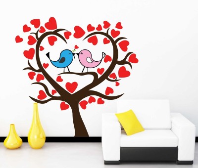 fuzzy 60 cm Love Birds Self Adhesive Sticker(Pack of 1)