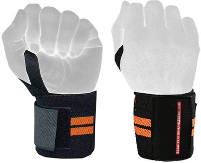 Leosportz (1pair) Wrist Strap Weight Lifting Crossfit Powerlifting Bodybuilding Wrist Support(Orange, Black)