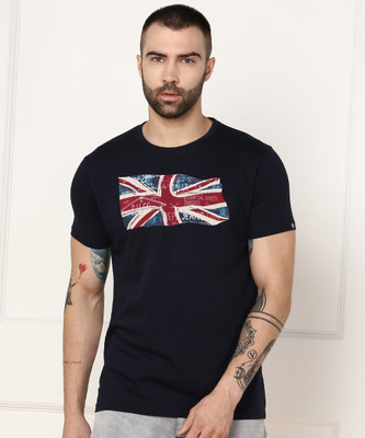 Pepe Jeans Graphic Print Men Round Neck Dark Blue T-Shirt
