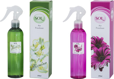 Sol Musk, Jasmine Air Freshener Spray Jasmine Car Air - Pack of(2 x 250 ml)
