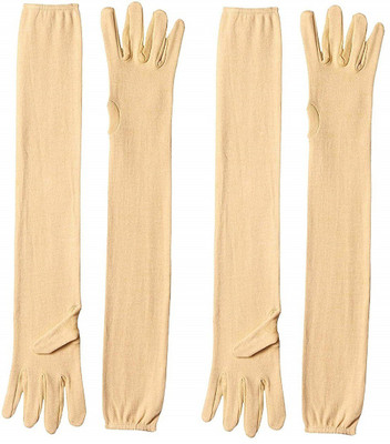 Mohan Retail Cotton Arm Sleeve For Women(Free, Beige)