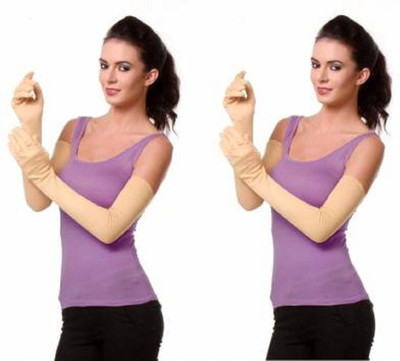 Mohan Retail Cotton Arm Sleeve For Women(Free, Beige)