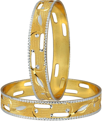 the jewelbox Brass Rhodium Bangle Set(Pack of 2)