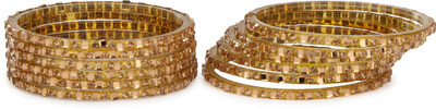 AFAST Glass Crystal Enamel Bangle Set(Pack of 10)