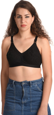 Pankhurry Black Cotton Full Coverage Women Full Coverage Non Padded Bra(Black)