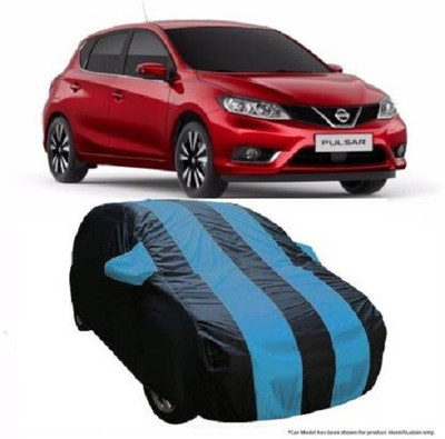 VK India Car Cover For Nissan Pulsar (With Mirror Pockets)(Black, Blue)
