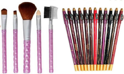 BTNT LATEST MAKEUP BRUSH WITH 12 DIFFERENT SHADES LIP LINER(17 Items in the set)