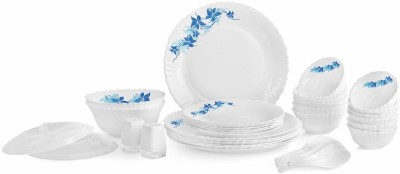 cello Pack of 37 Opalware Dazzle Blue Swirl Dinner Set(White, Microwave Safe)