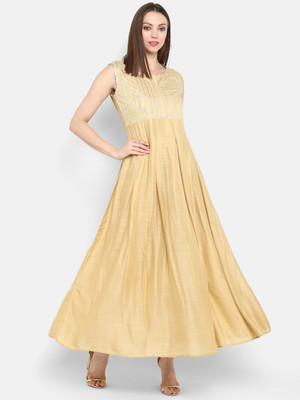 MBE Women Maxi Beige Full Length Dress
