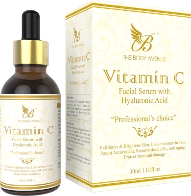 The Body Avenue Vitamin C Skin Brightening Anti Aging Spotless SkinSun Protection Under Eye Circles Facial Serum with Vitamin E and Hyaluronic Acid30 ml