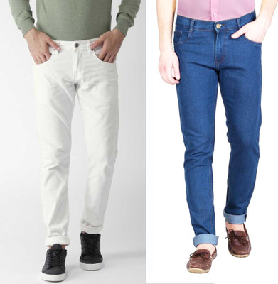 Masterly Weft Slim Men White, Blue Jeans(Pack of 2)