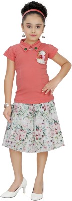 Arshia Fashions Girls Party(Festive) Top Skirt(Pink)