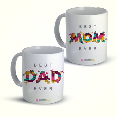 Jhingalala MKD105420-MKD105455 Ceramic Coffee Mug(350 ml, Pack of 2)