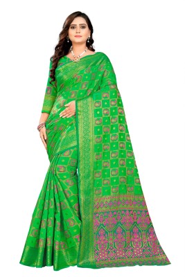 SHOBHA SAREE Self Design Patola Viscose Rayon, Pure Silk Saree(Light Green)