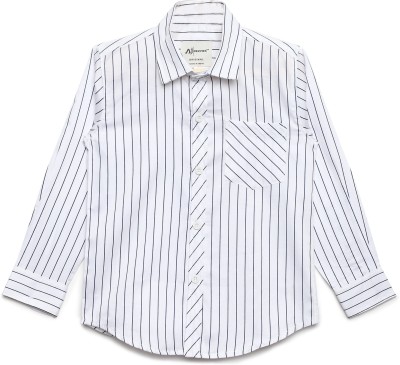 AJ Dezines Boys Striped Casual White Shirt