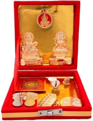 Craft Mart shri Kuber Dhan Laxmi Varsha Yantra Decorative Showpiece  -  11 cm(Brass, Gold, Red)