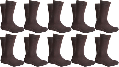 QUEERY Men Solid Mid-Calf/Crew(Pack of 10)