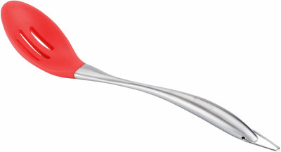 P-PLUS INTERNATIONAL Flexible Silicone Soft Edge STEEL SPOON HOLE RED Non-Stick Spatula(Pack of 1)