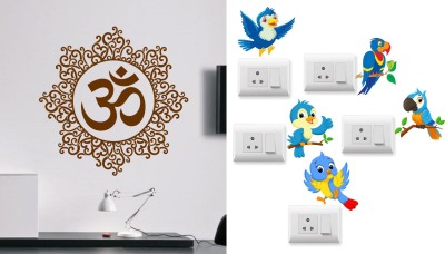 Walltech 14 cm Designer Om Twitter bird Switch Board Sticker Self Adhesive Sticker(Pack of 2)